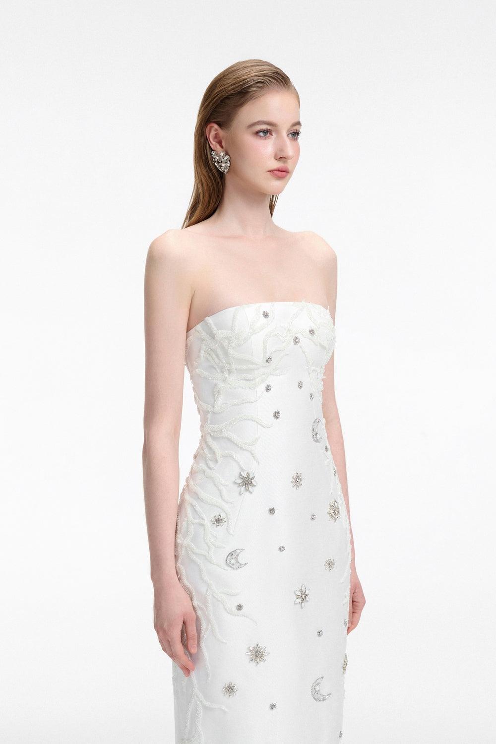 Crystal Embellished Dress With Scarf Set